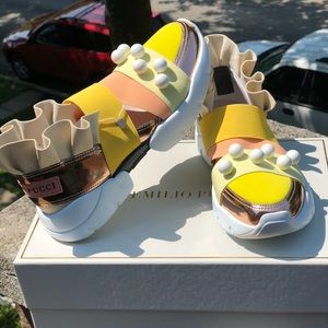 Emilio Pucci Multi-strap Genuine Leather Sneaker